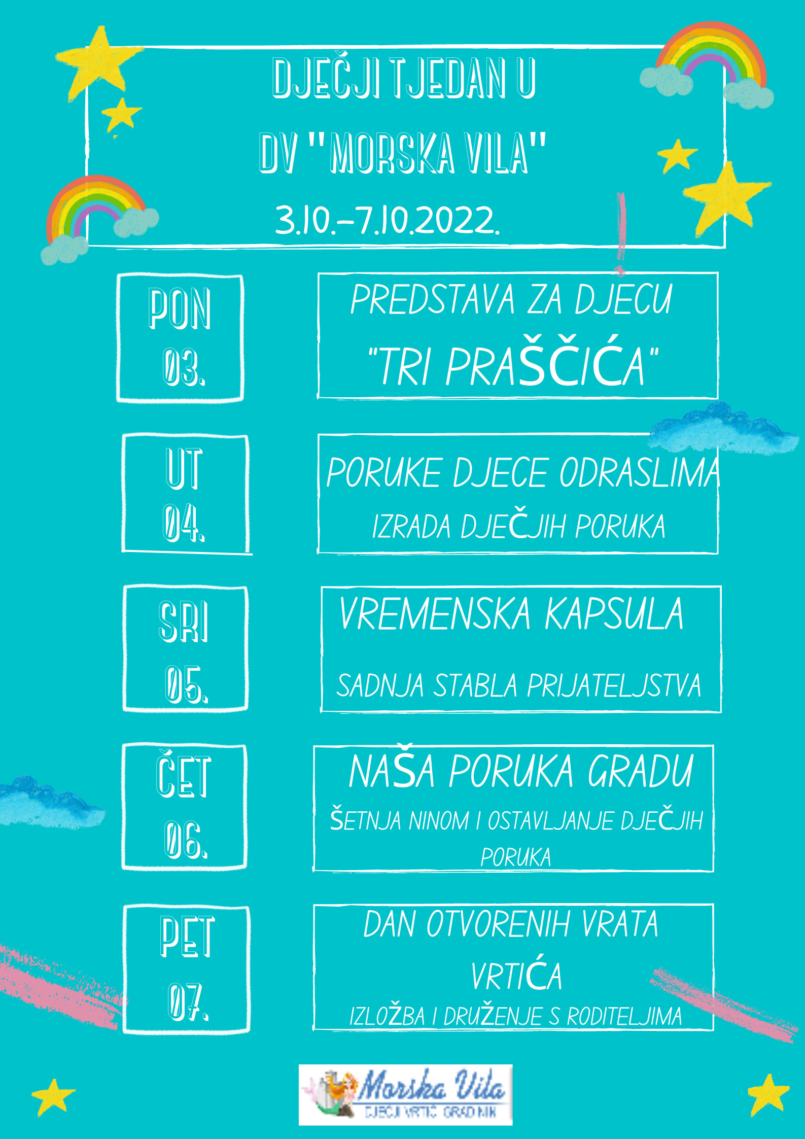 Green and White Chalk School Calendar of Events Poster